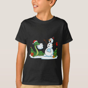 Camiseta Boneco de Neve Cobra Divertida Árvore de Natal Nat