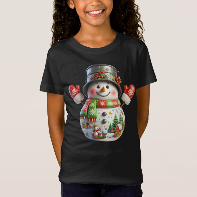Camiseta Boneco de Neve com Balde na Cabeça, Natal, Autor N (Frente)