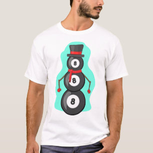 Camiseta Boneco de Neve de Bilhar de Natal Engraçado