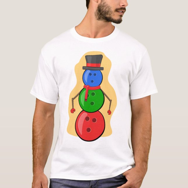 Camiseta Boneco de Neve de Boliche de Natal Engraçado (Frente)