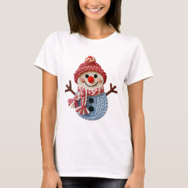 Camiseta Boneco de Neve de Crochê com Fio de Natal Falso