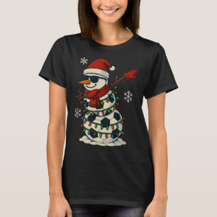 Camiseta Boneco de Neve de Futebol Dabbing Natal Divertido 