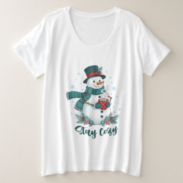 Camiseta Boneco de Neve de Inverno Aconchegante Com Cacau Q
