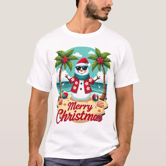 Camiseta boneco de neve de Natal (Frente)