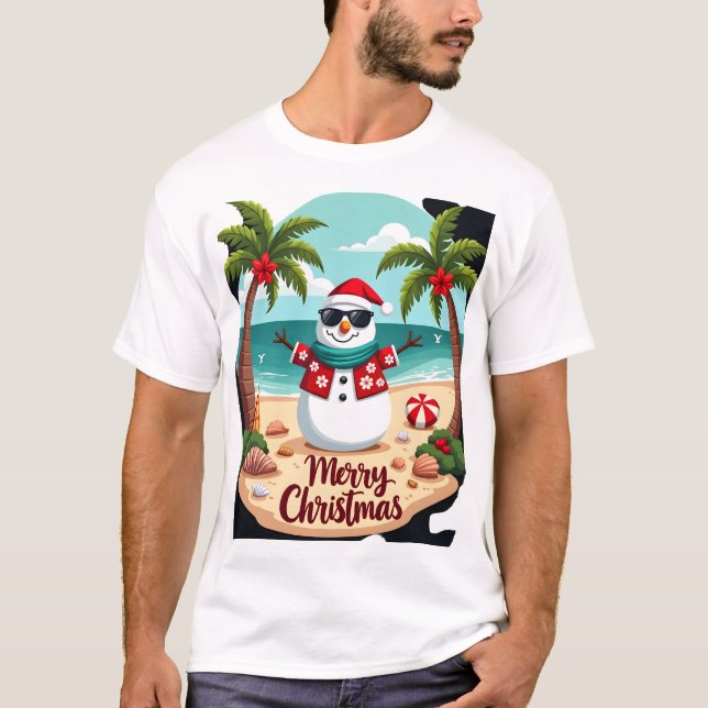 Camiseta boneco de neve de Natal (2) (Frente)