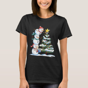 Camiseta Boneco de Neve de Natal Árvore de Natal Boneco de