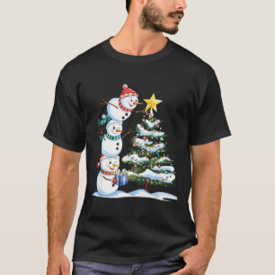 Camiseta Boneco de Neve de Natal Árvore de Natal Boneco de