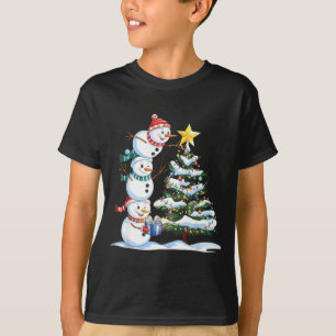 Camiseta Boneco de Neve de Natal Árvore de Natal Boneco de