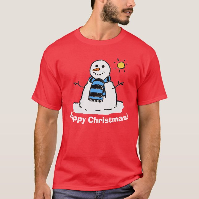 Camiseta Boneco de Neve de Natal com Feliz Natal (Frente)