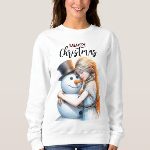 Camiseta Boneco de Neve de Natal e uma Menina