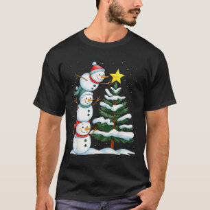 Camiseta Boneco de Neve de Natal Engraçado Topper Árvore Fe