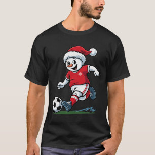 Camiseta Boneco de Neve de Natal Jogando Futebol Jogador Di