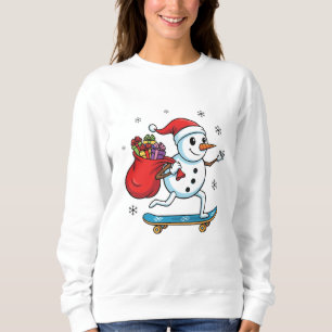 Camiseta Boneco de Neve de Skate Legal   Skate de Natal Div