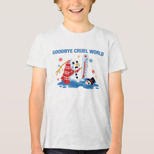 Camiseta Boneco de Neve Derretendo Divertido Adeus Mundo