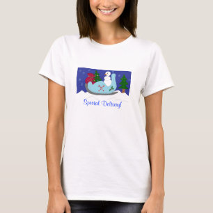 Camiseta Boneco de Neve Dirigindo um Trenó