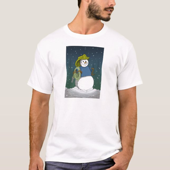Camiseta Boneco de neve do sapador-bombeiro (Frente)