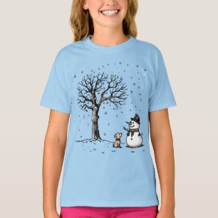 Camiseta Boneco de Neve e Cachorro: A Amizade do Inverno