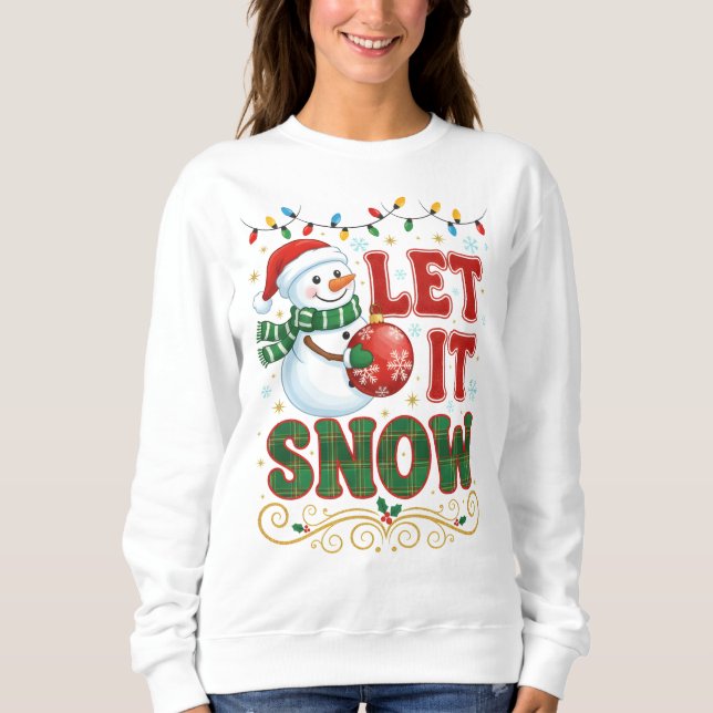 Camiseta Boneco de Neve e Luzes de Festa (Frente)
