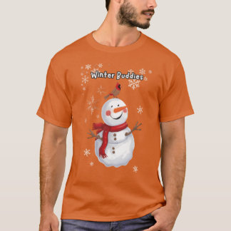 Camiseta Boneco de neve e presente de pássaros do Winter Bu