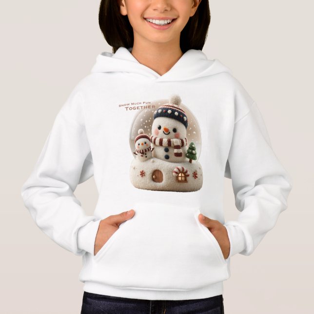 Camiseta Boneco de Neve em Globo de Neve Feltro de Agulha F (Frente)