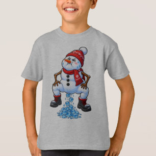 Camiseta Boneco de Neve Engraçado Defecando Cubos de Gelo H