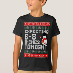 Camiseta Boneco de Neve Engraçado Esperando 6-8 Polegadas E