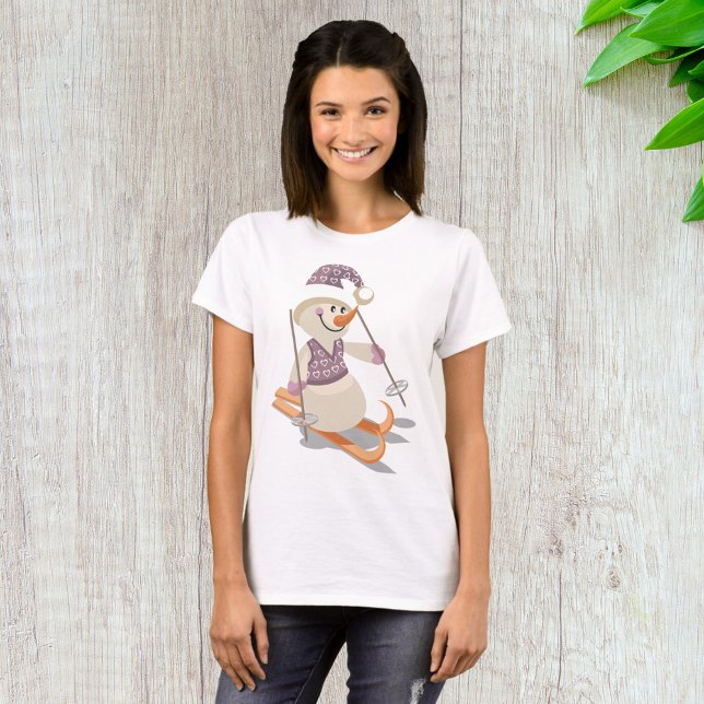 Camiseta Boneco de Neve Esquiando (Criador carregado)