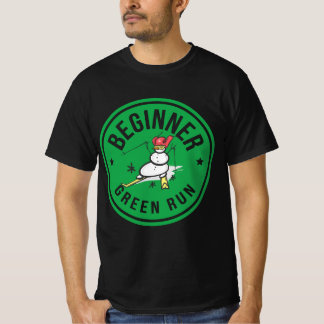 Camiseta Boneco de Neve Esquiando Divertido Iniciante Pista