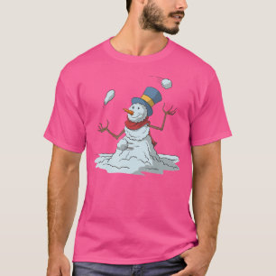 Camiseta Boneco de Neve Faz Malabarismo com Bolas de Neve
