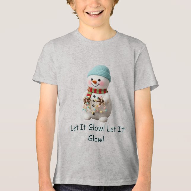 Camiseta Boneco de Neve Fofo Com Luzes de Natal (Frente)
