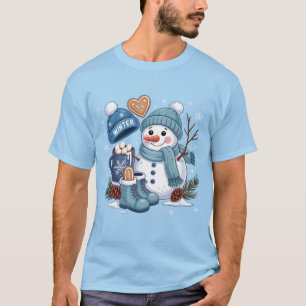 Camiseta Boneco de Neve Fofo Vibrações da Temporada de Inve