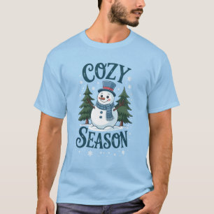 Camiseta Boneco de Neve Inverno Temporada Aconchegante Árvo
