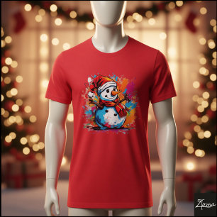 Camiseta Boneco de Neve Vibrante Cachecol de Papai Noel Sal
