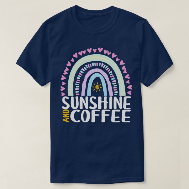 Camiseta Boneco de Sol e Café Presente Cotovelo-Arco-íris p (Frente do Design)