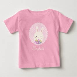 Camiseta Boneco Rosa Cinza Kawaii Cony e Flores Nome Person