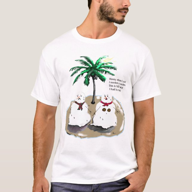 Camiseta Bonecos de neve em férias (Frente)