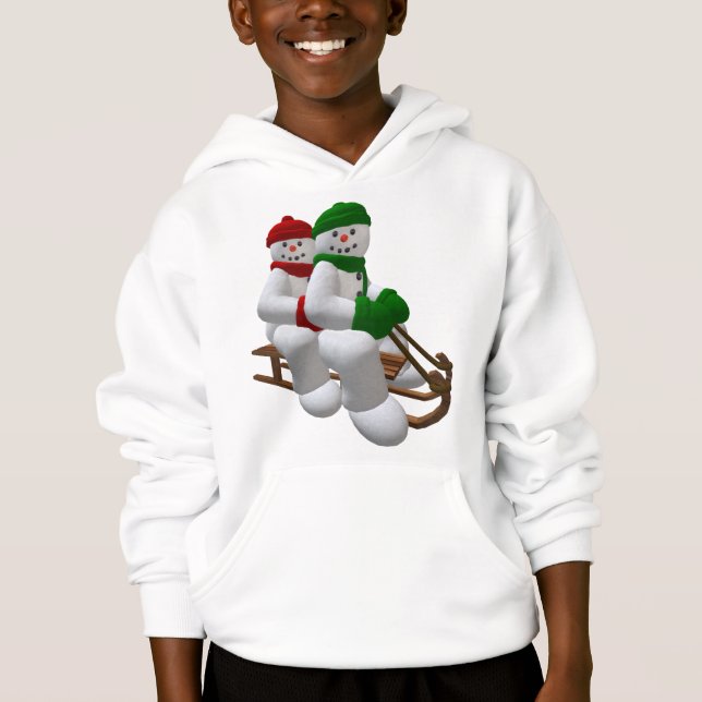 Camiseta Bonecos de neve Sledding do vintage (Frente)