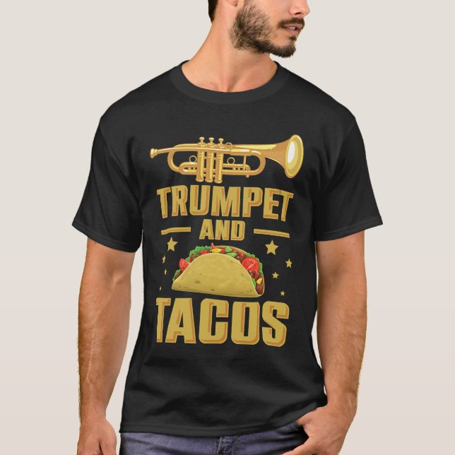 Camiseta Bonés de valas de trompete e Tacos (Frente)