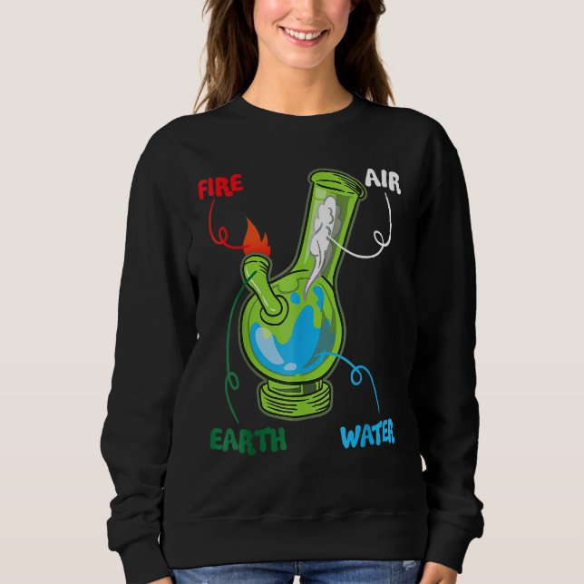 Camiseta Bong Elements Fire Water Earth Air Thc Weed Smokin (Frente)