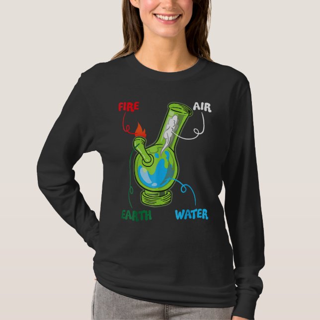 Camiseta Bong Elements Fire Water Earth Air Thc Weed Smokin (Frente)