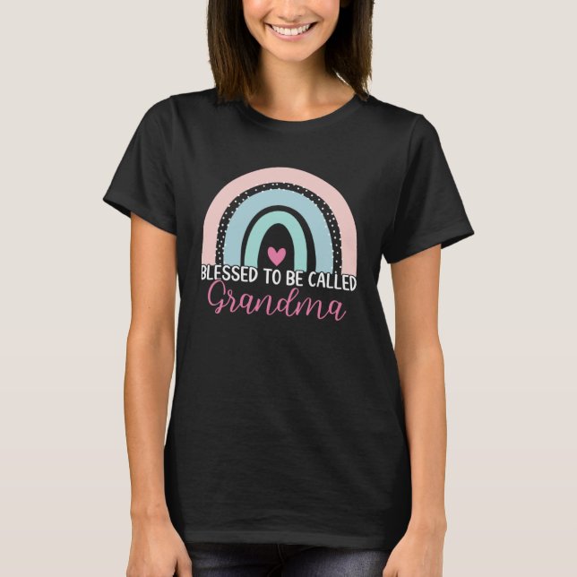 Camiseta Bonita Abençoada, Chamada Avó Boho Rainbow Mãe (Frente)