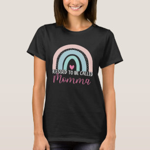 Camiseta Bonita Abençoada, Chamada Mamma Boho Rainbow Mãe G