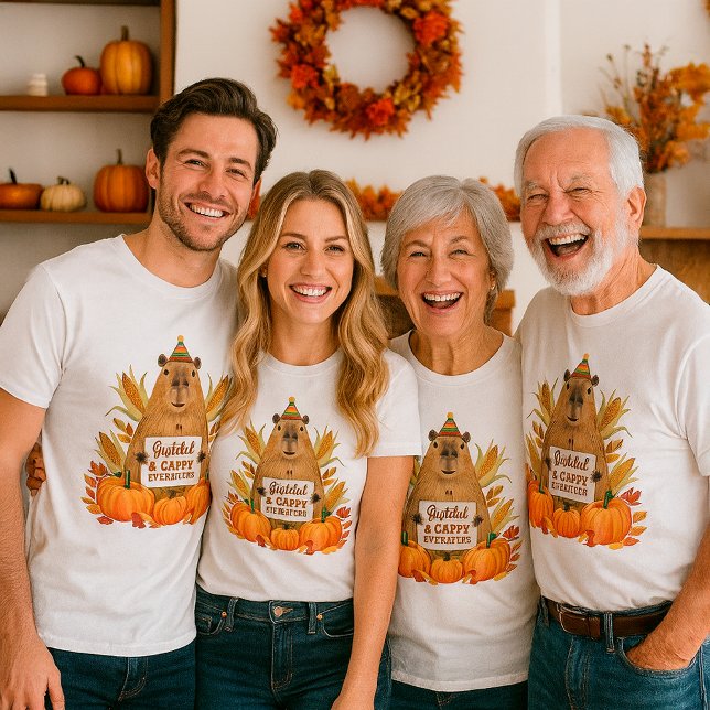 Camiseta Bonita Ação de Graças Capybara "Cappy Ever After" (Criador carregado)