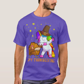 Camiseta Bonita Ação De Graças Do Unicórnio Para Meninas Pi
