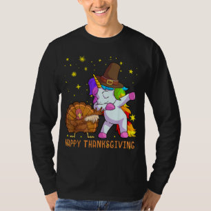 Camiseta Bonita Ação De Graças Do Unicórnio Para Meninas Pi