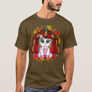Camiseta Bonita Ação De Graças Do Unicórnio Para Meninas Pi
