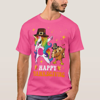 Camiseta Bonita Ação De Graças Do Unicórnio Para Meninas Pi