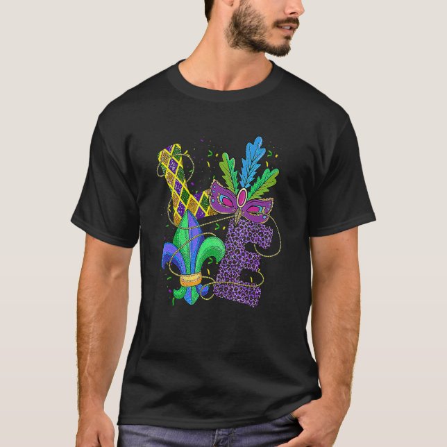 Camiseta Bonita Ama Mardi Grass Garotas Garotas Mardi Gras  (Frente)