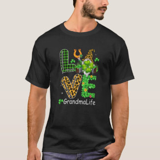 Camiseta Bonita Ama Vovó Xadrez Leopard Gnomo Rua Pat