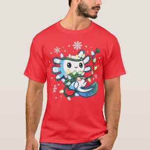 Camiseta Bonita Aolotl Enrolado Em Luzes De Natal Engraçado